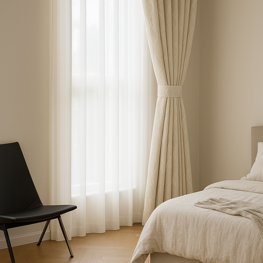 Luxury Linen Curtains with Wavy Embroidery – Custom Sizes & Light-Filtering or Blackout Options – GOTS Certified-1