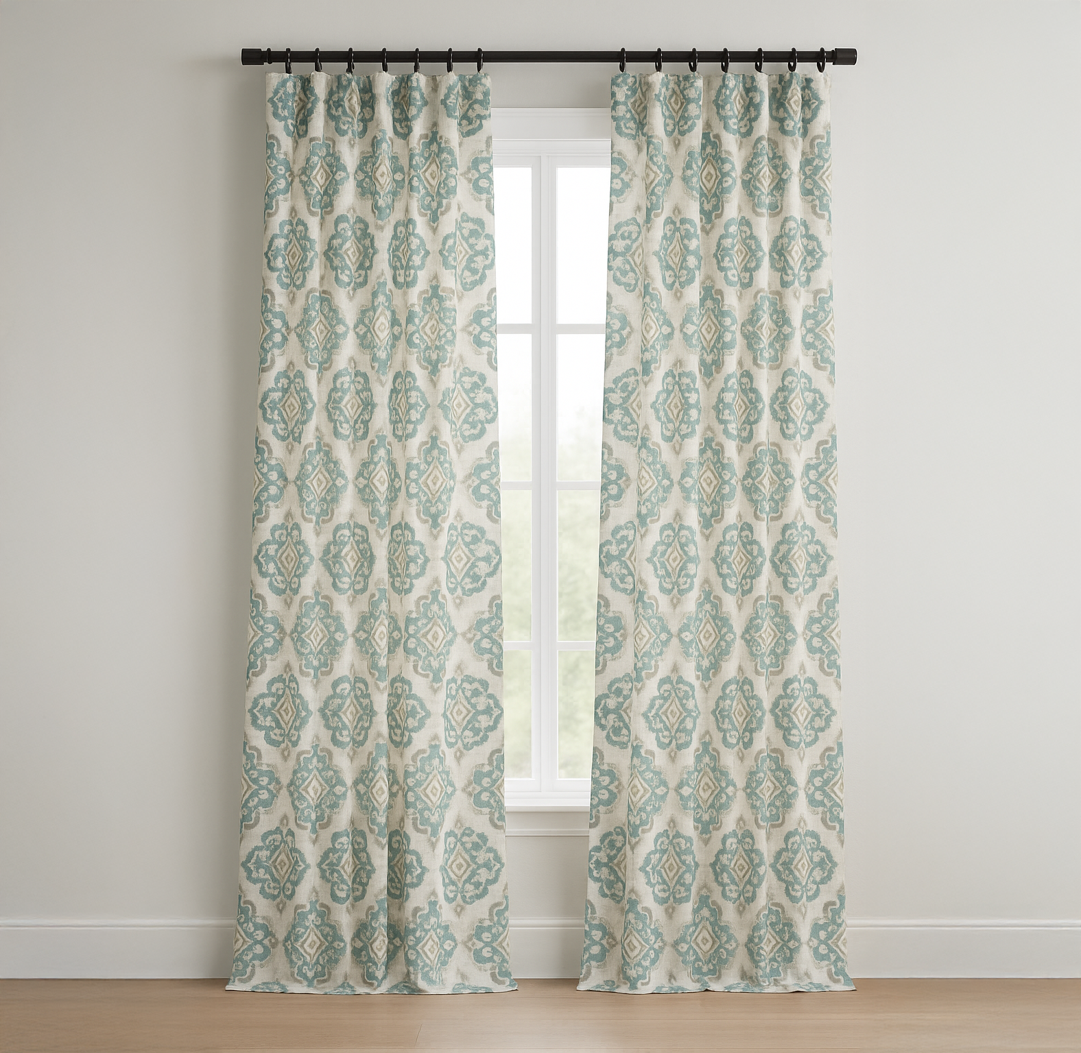 Casablanca Medallion Pure Linen Curtains | 7 Colours | Custom Size Available | Blackout or Cotton Lined-1