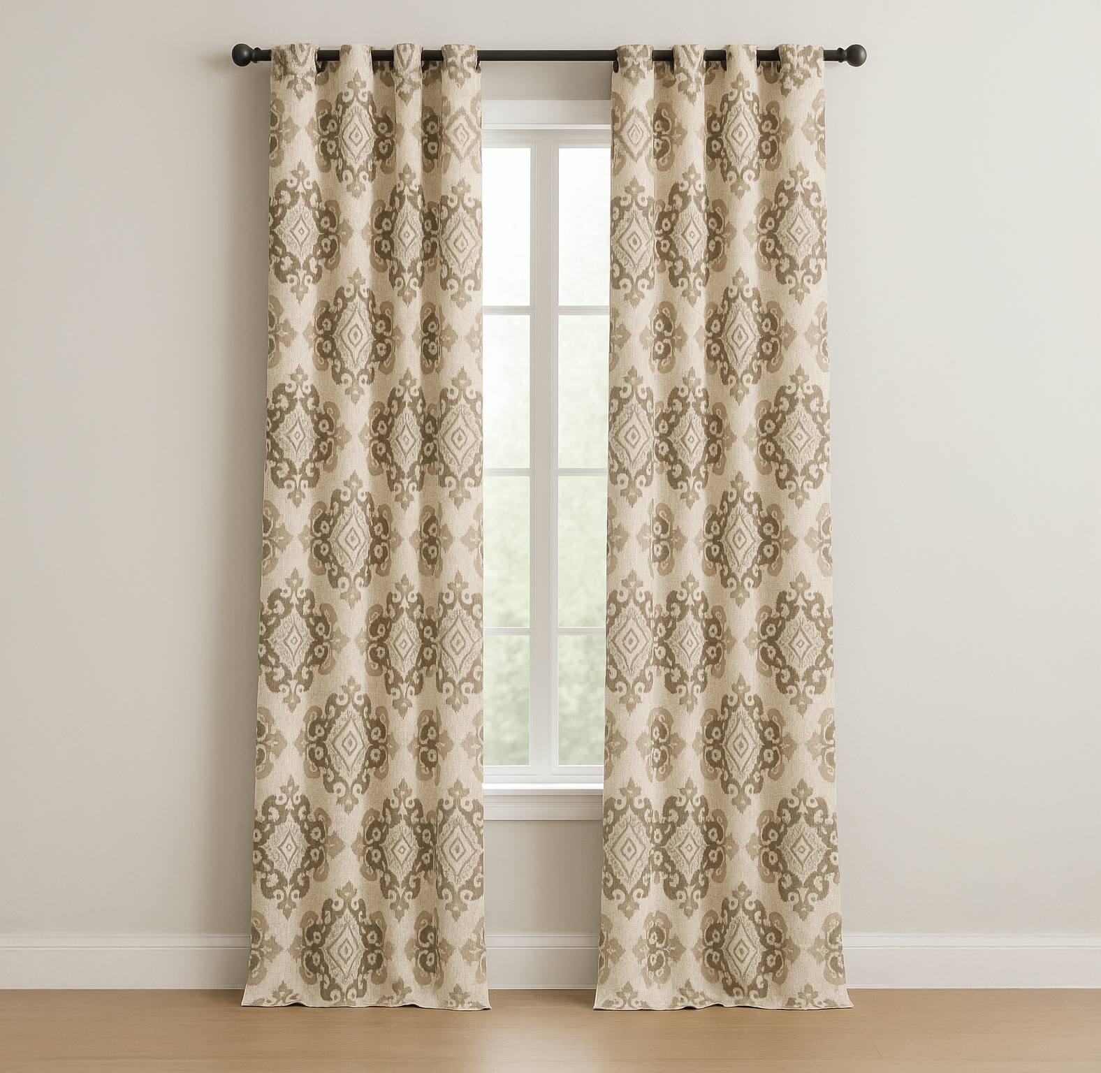 Casablanca Medallion Pure Linen Curtains | 7 Colours | Custom Size Available | Blackout or Cotton Lined-2
