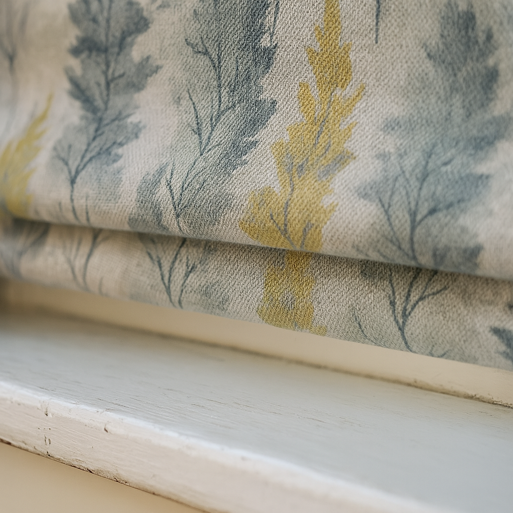 Custom Linen Roman Blinds – Watercolour Woodland Trees Print | Made-to-Measure Blackout or Light-Filtering Corded Shades-1