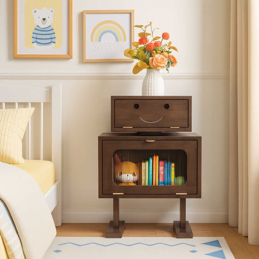 27" Retro Wooden Robot Storage Cabinet-3