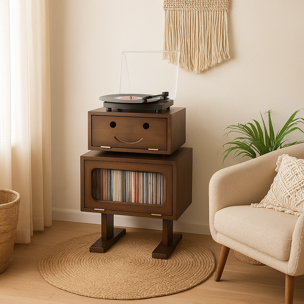 27" Retro Wooden Robot Storage Cabinet-2
