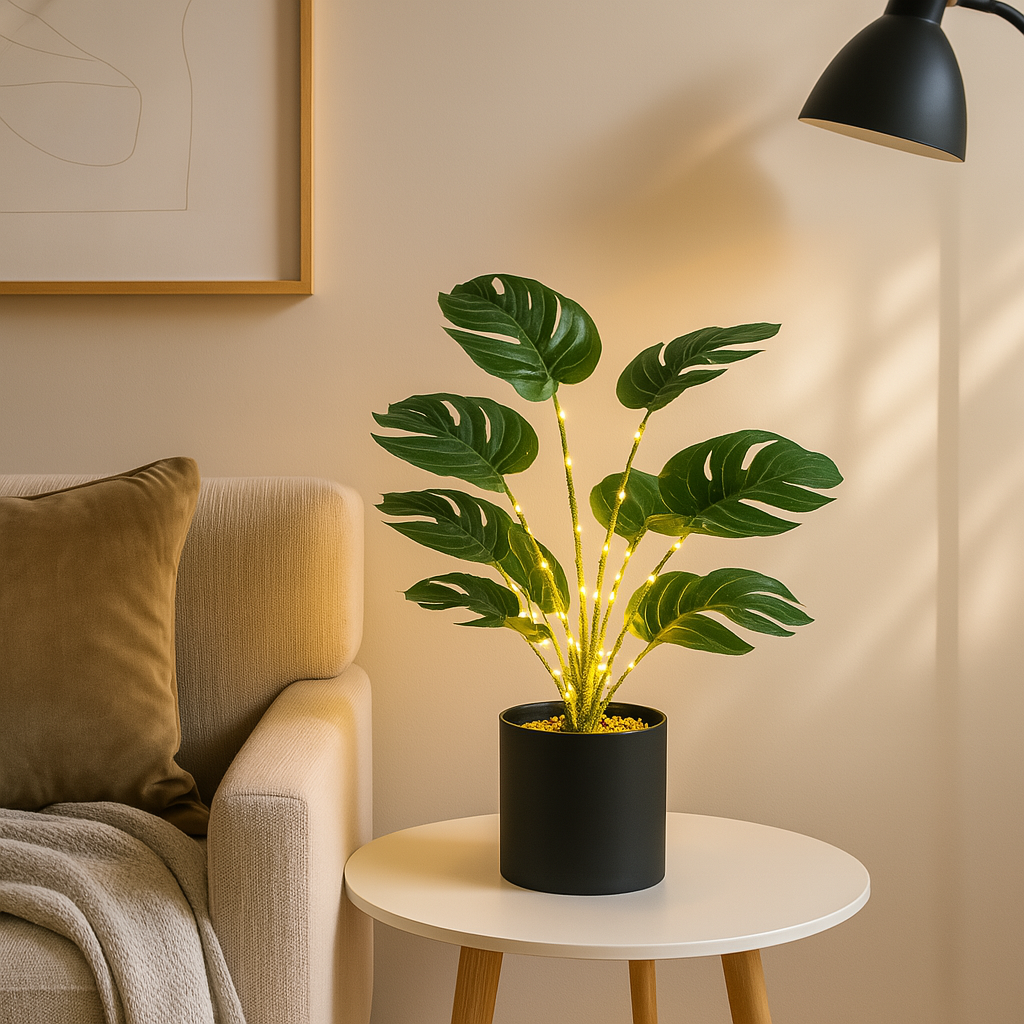 Simulation Monstera with Fairy light-0