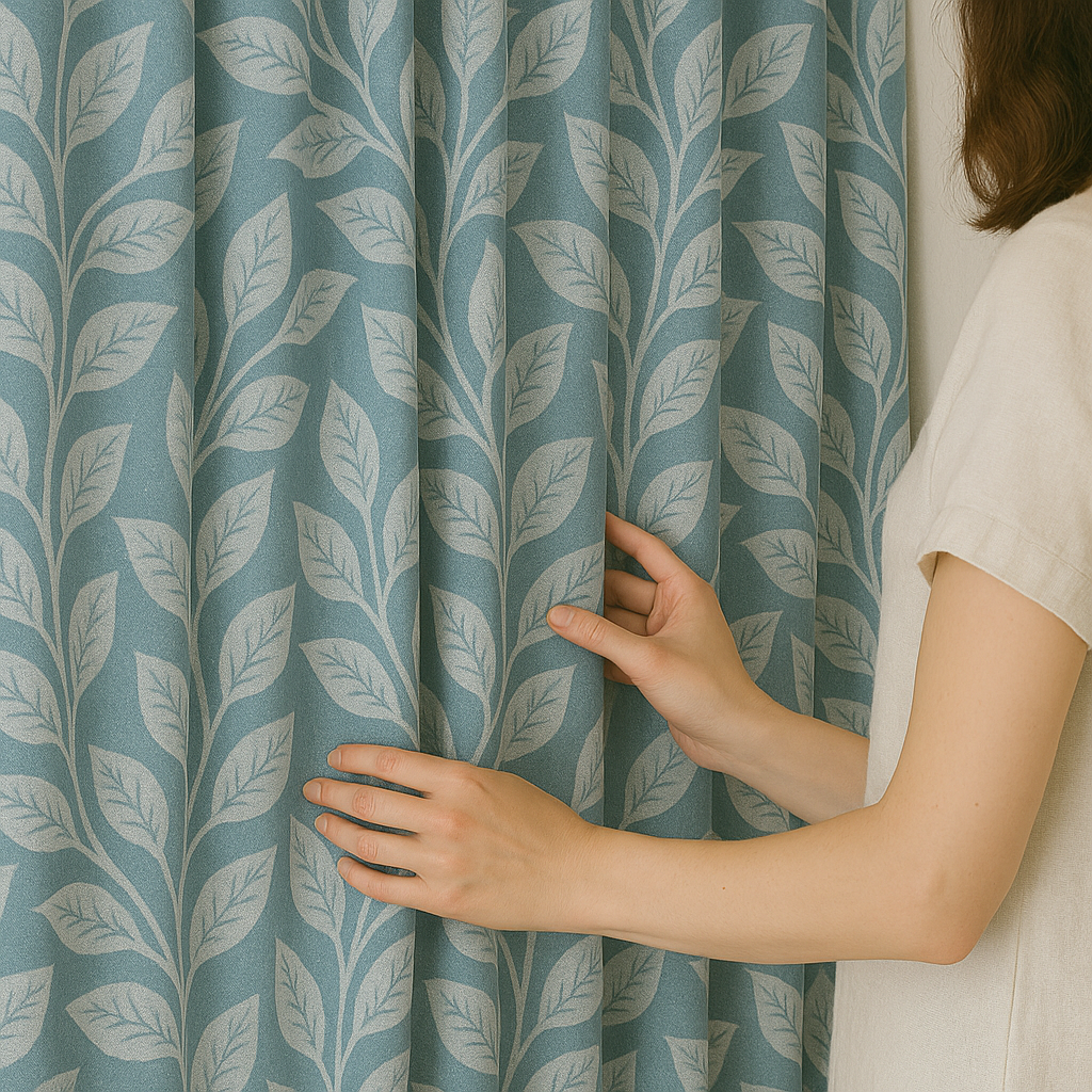 Botanical Leaf Linen Curtains – Natural Soft Drapes in 8 Colours – Light Filtering or Blackout – Custom Sizes – Rod & Track Compatible-4