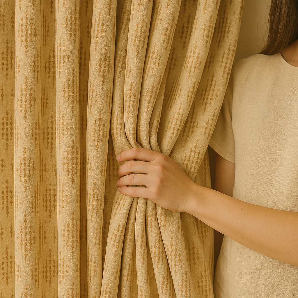 Pure Linen Jacquard Curtains with Diamond Weave Pattern – Light Filtering or Blackout – Custom Sizes – 6 Colour Variants-0