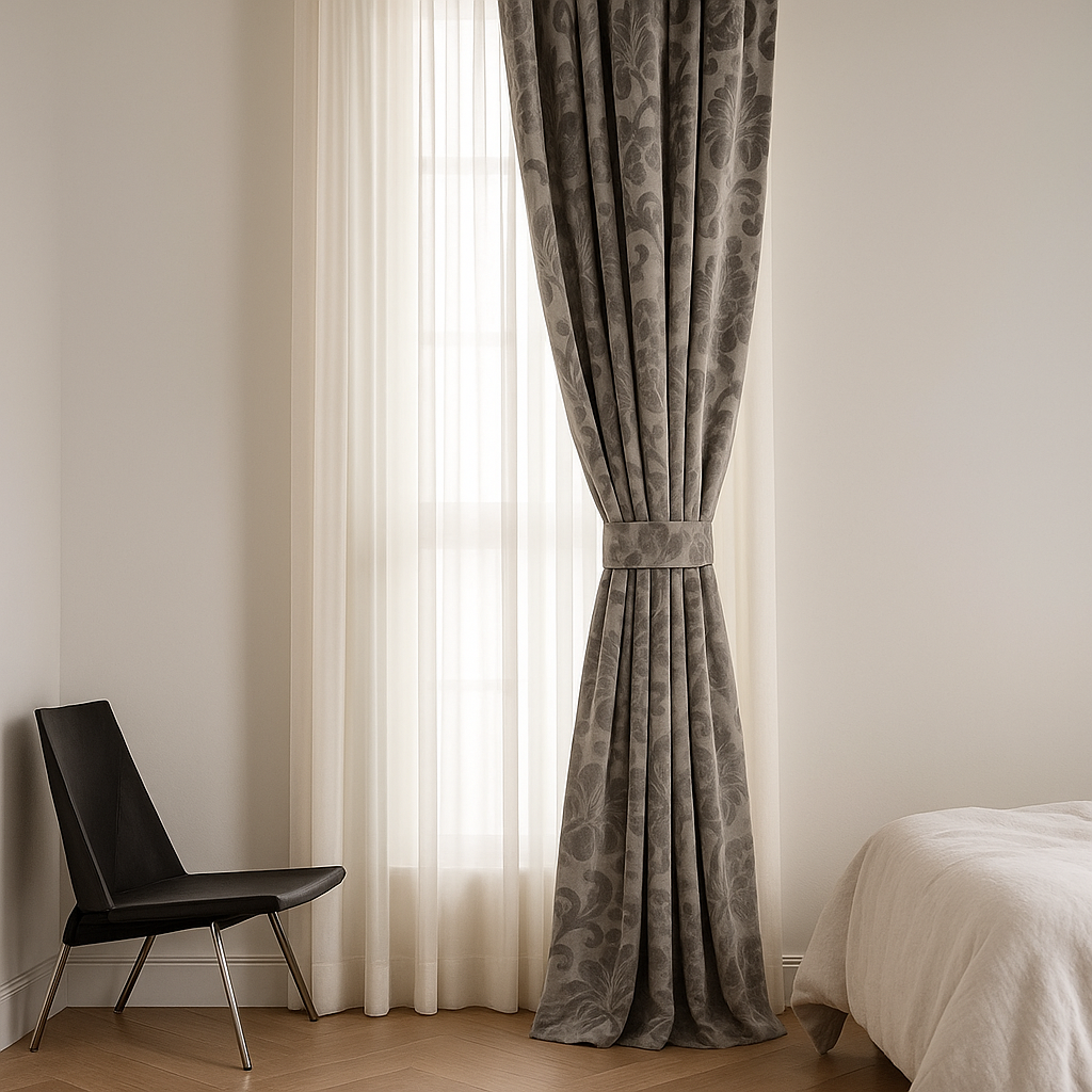 Luxury Velvet Jacquard Curtains with Raised Floral & Leaf Pattern – Light Filtering or Blackout – Custom Sizes – 8 Colours-1