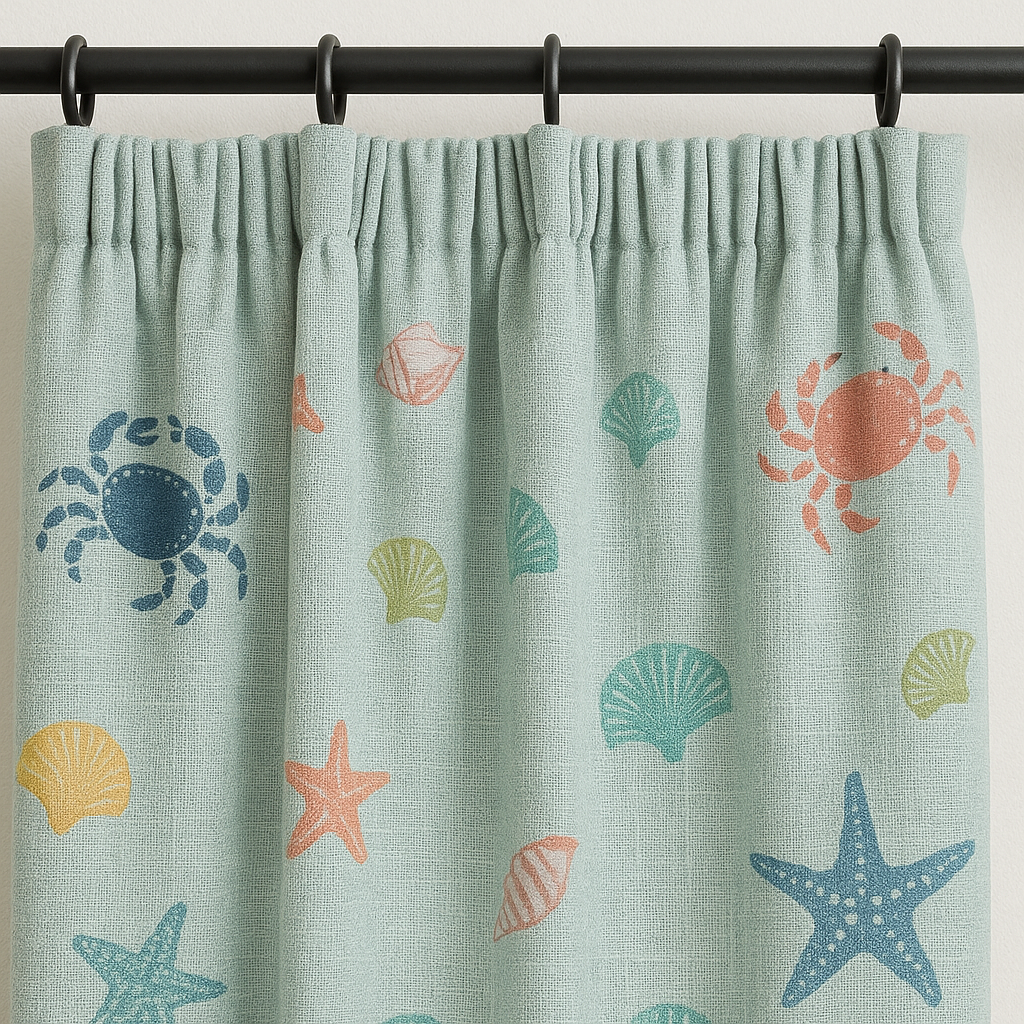 Sea Life Linen Curtains for Kids – Custom Sizes | Light Filtering or 100% Blackout Liner | Rod Pocket, Back Tabs, Grommets or Hooks Top-3