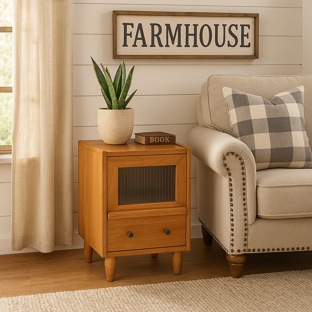 Vintage Nightstand Bedroom Minimalist Storage Cabinet-1