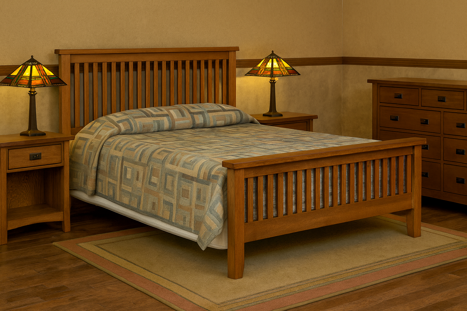 Mission Oak Slat Bed - Michael's Cherry