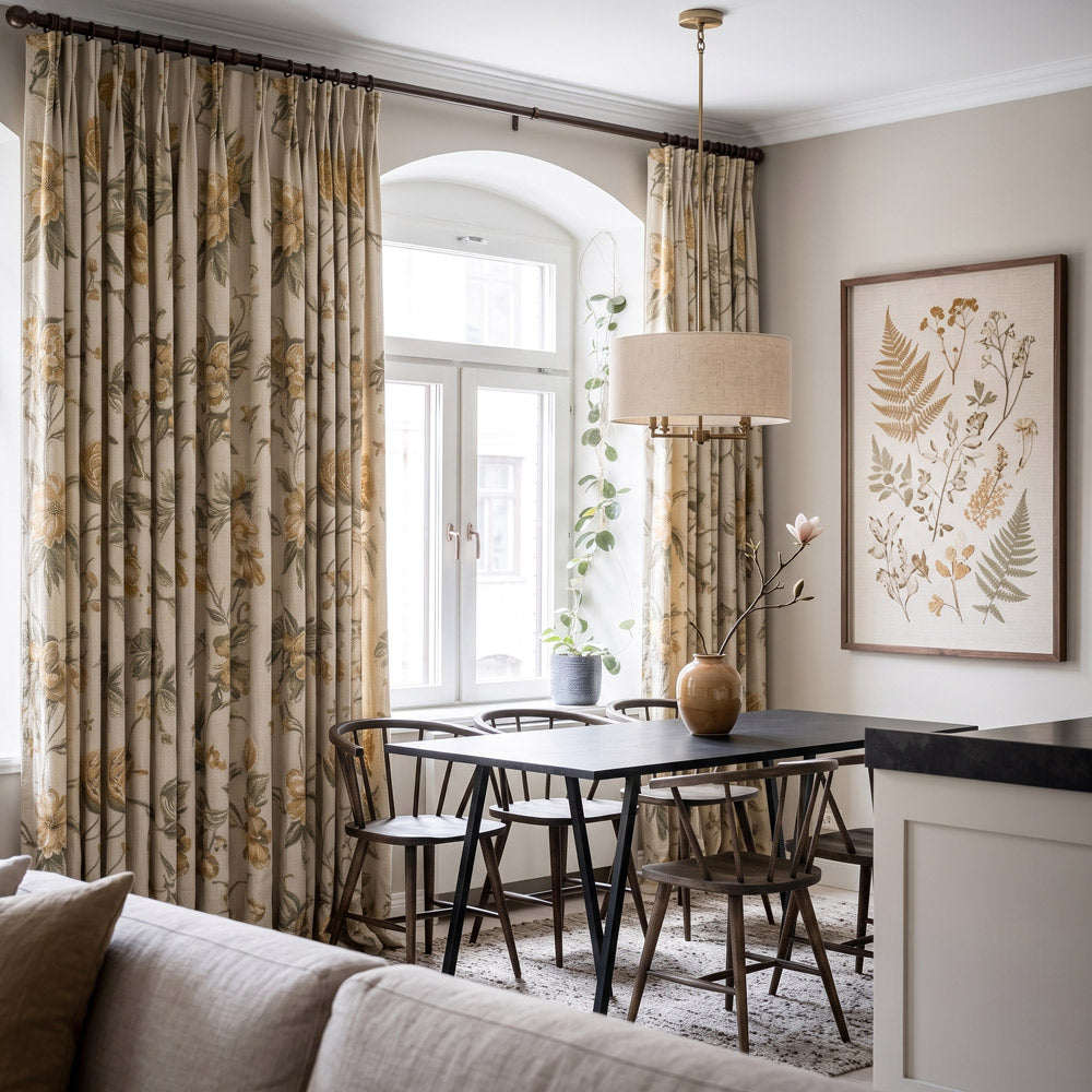 Cheyenne Green Bold Peony Floral Jacquard Curtains