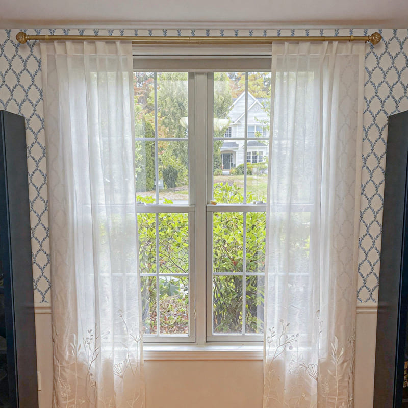 Chole White Bottom Floral Embroidered Sheer Curtains