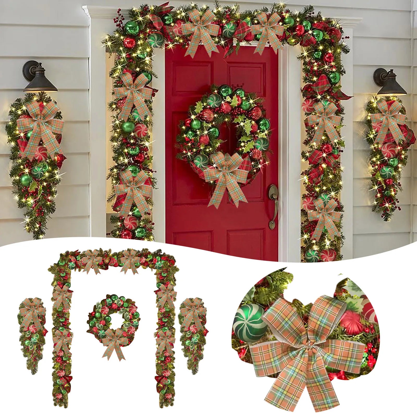 Christmas Vine Ring Wreath Door Garland Decoration-1
