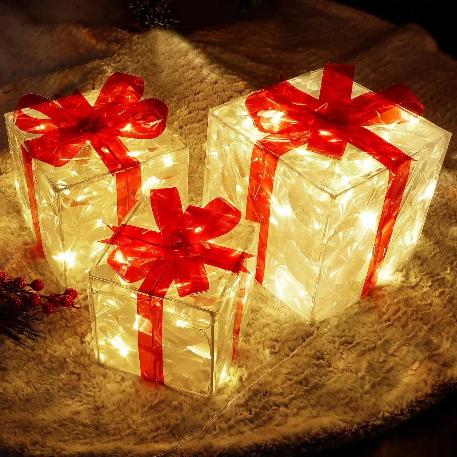 Christmas Glowing Gift Box Decoration Ornament-1
