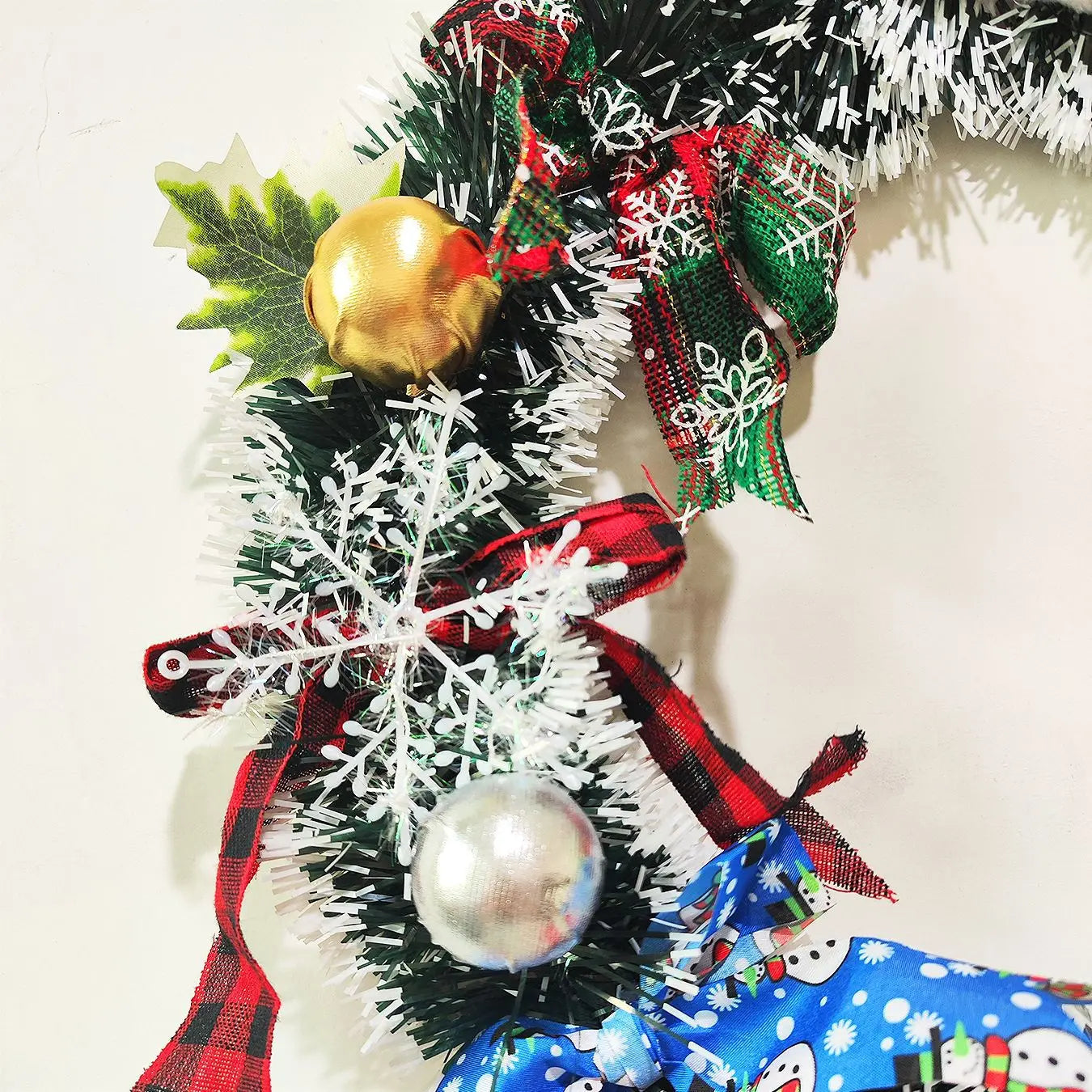 Christmas Long Legged Hanging Garland Wreath with Bowknot-2