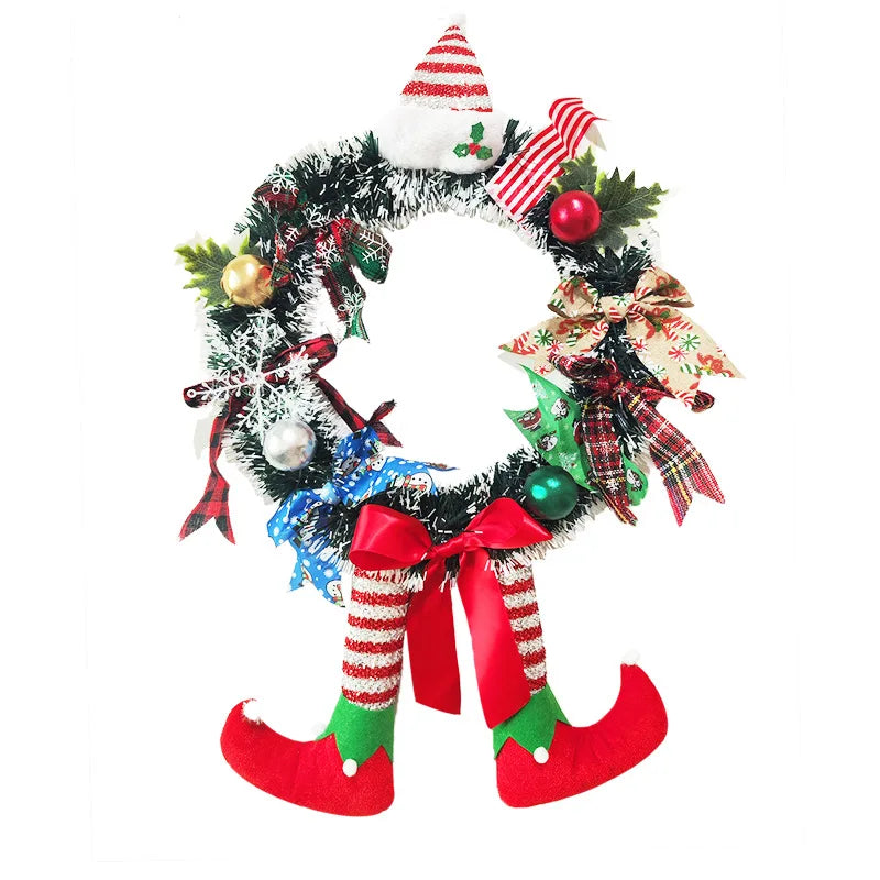 Christmas Long Legged Hanging Garland Wreath with Bowknot-0