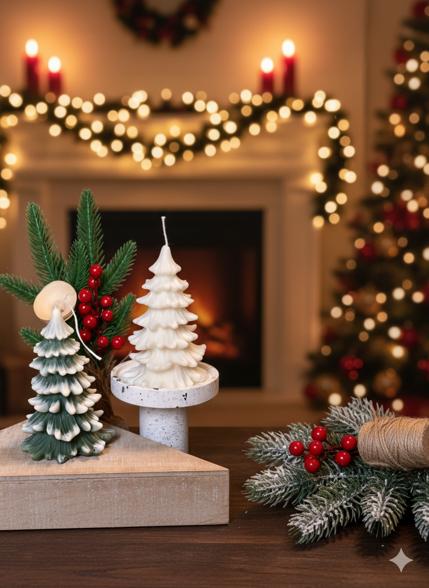 Christmas Tree Cedar Candles | Holiday Decor