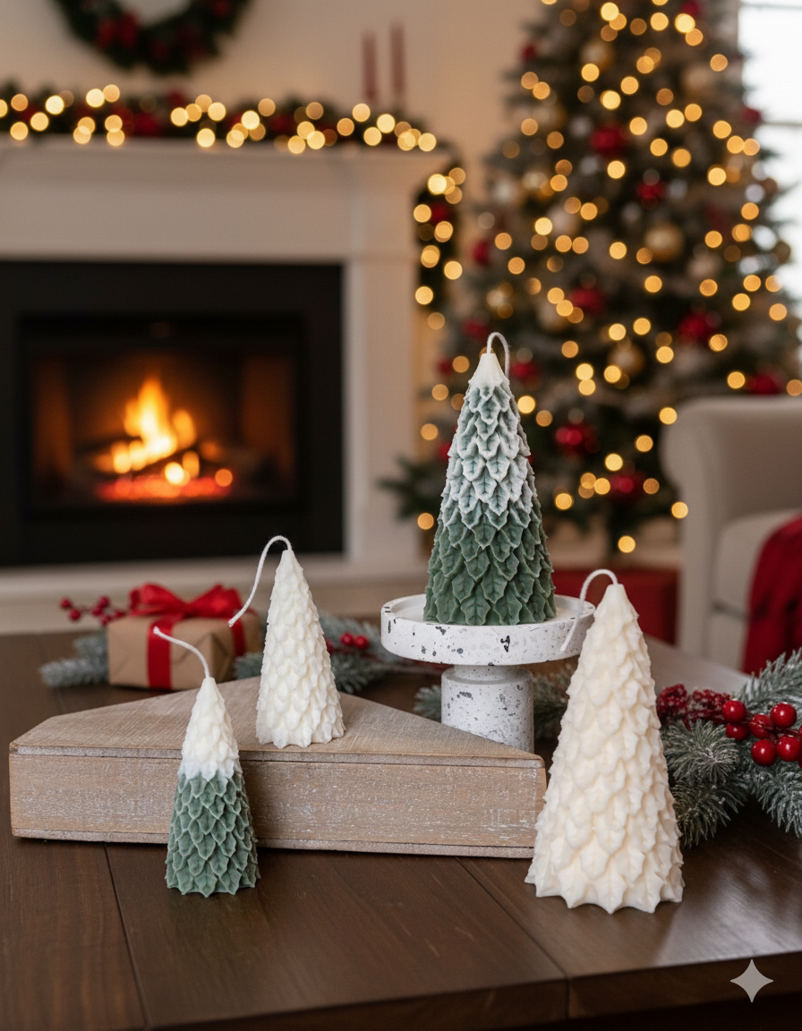 Christmas Pine Tree Candles | Festive Holiday Decor