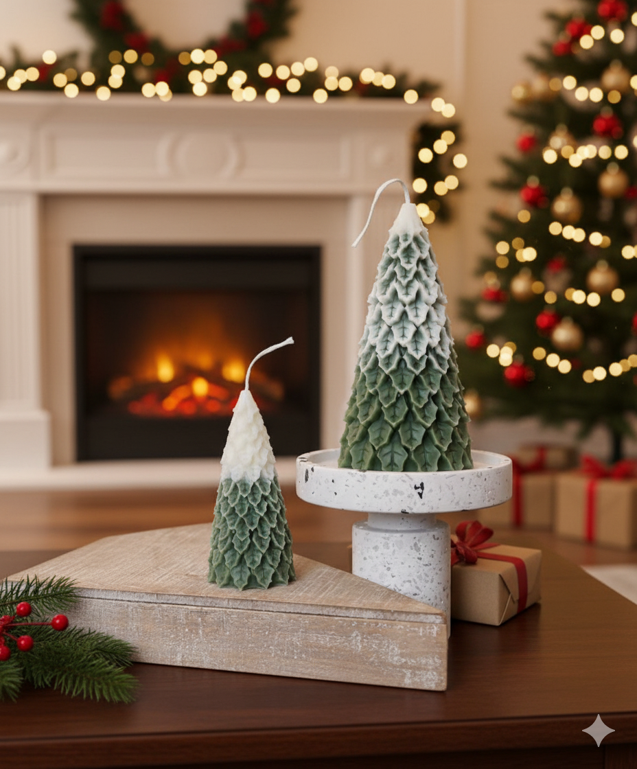 Christmas Pine Tree Candles | Festive Holiday Decor