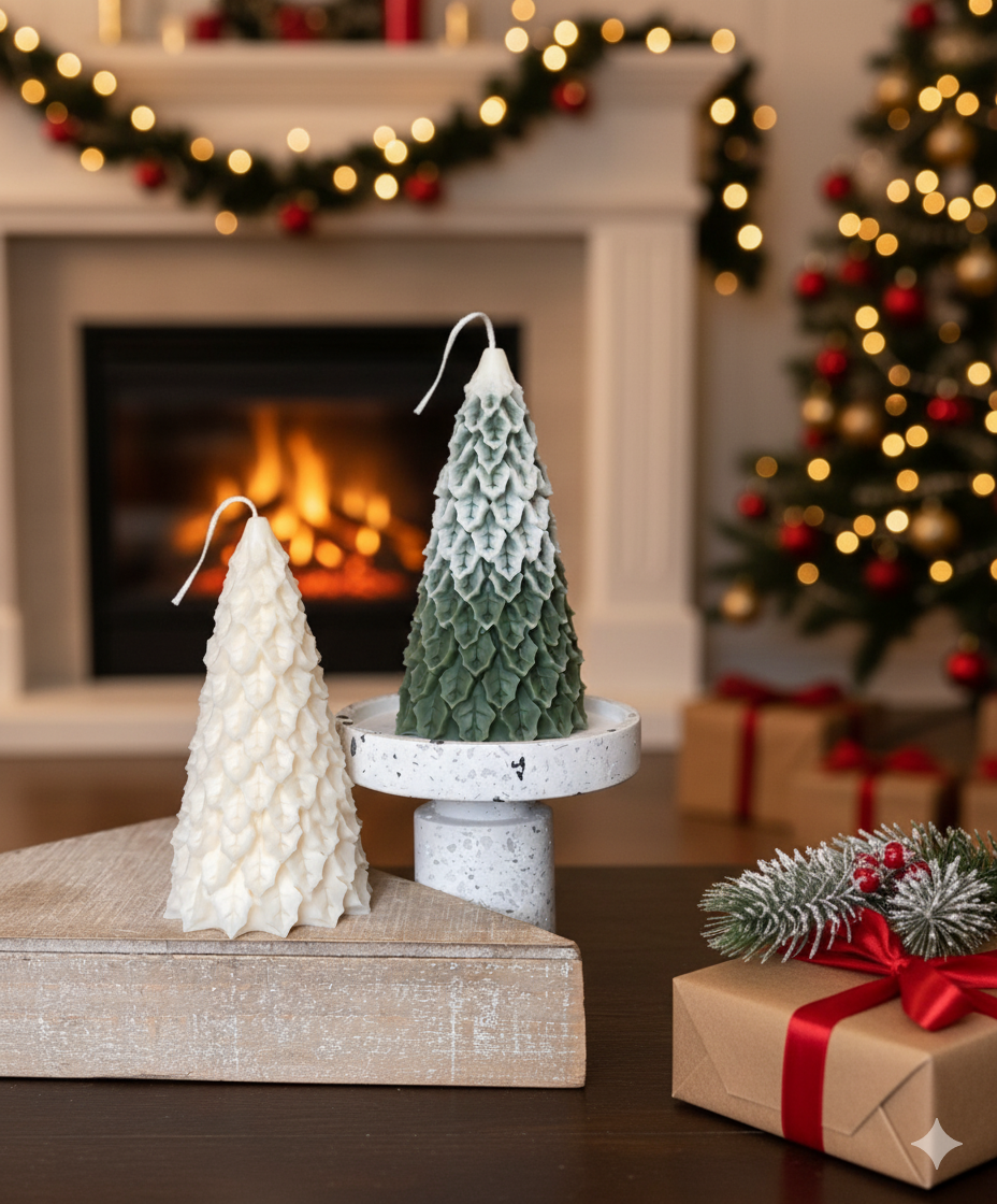 Christmas Pine Tree Candles for Festive Holiday Decor
