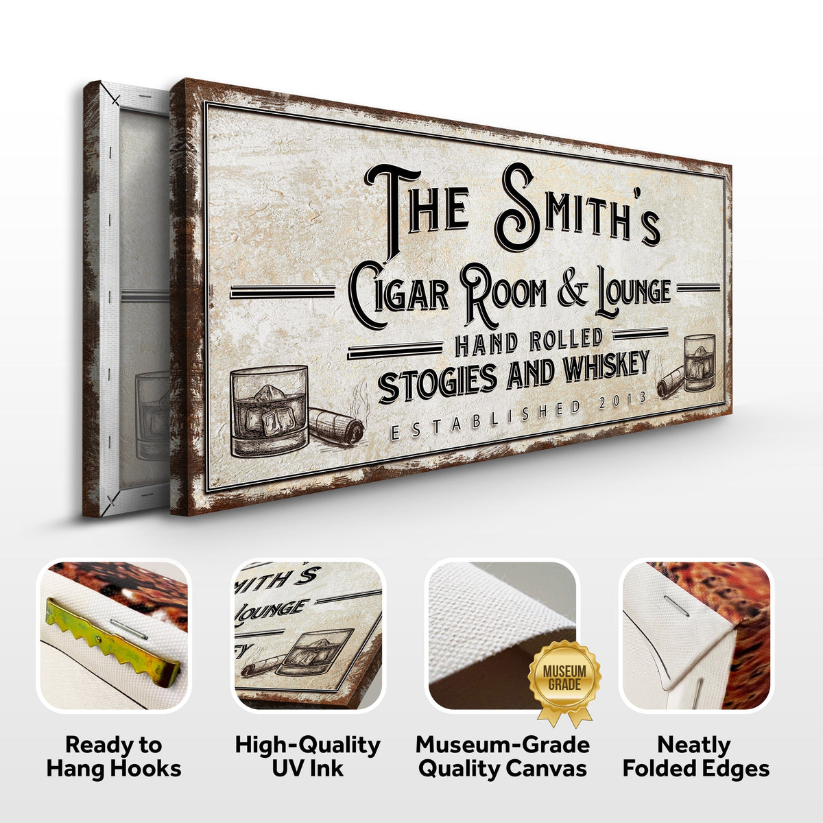 Personalized Cigar Room and Lounge Sign II