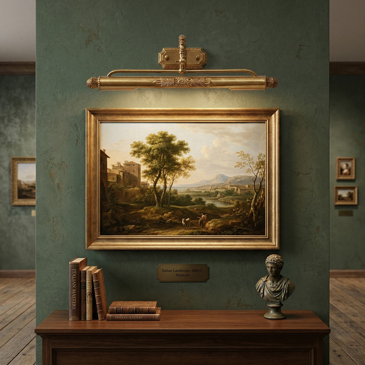Antique Brass Picture Frame Wall Lamp with Integrated Light | Gallery Wall Art