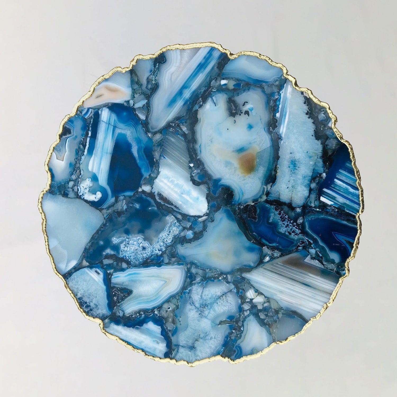 Blue Agate Organic Edge Side/Coffee Table - PRHOMZ