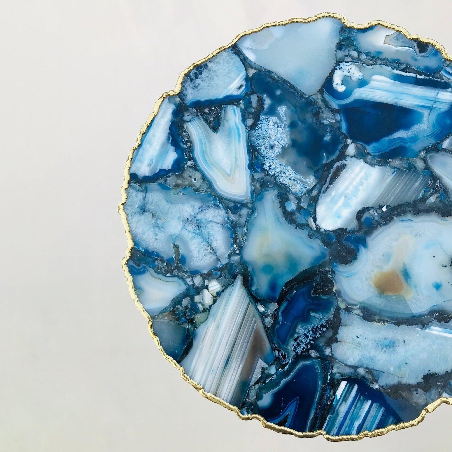 Blue Agate Organic Edge Side/Coffee Table - PRHOMZ