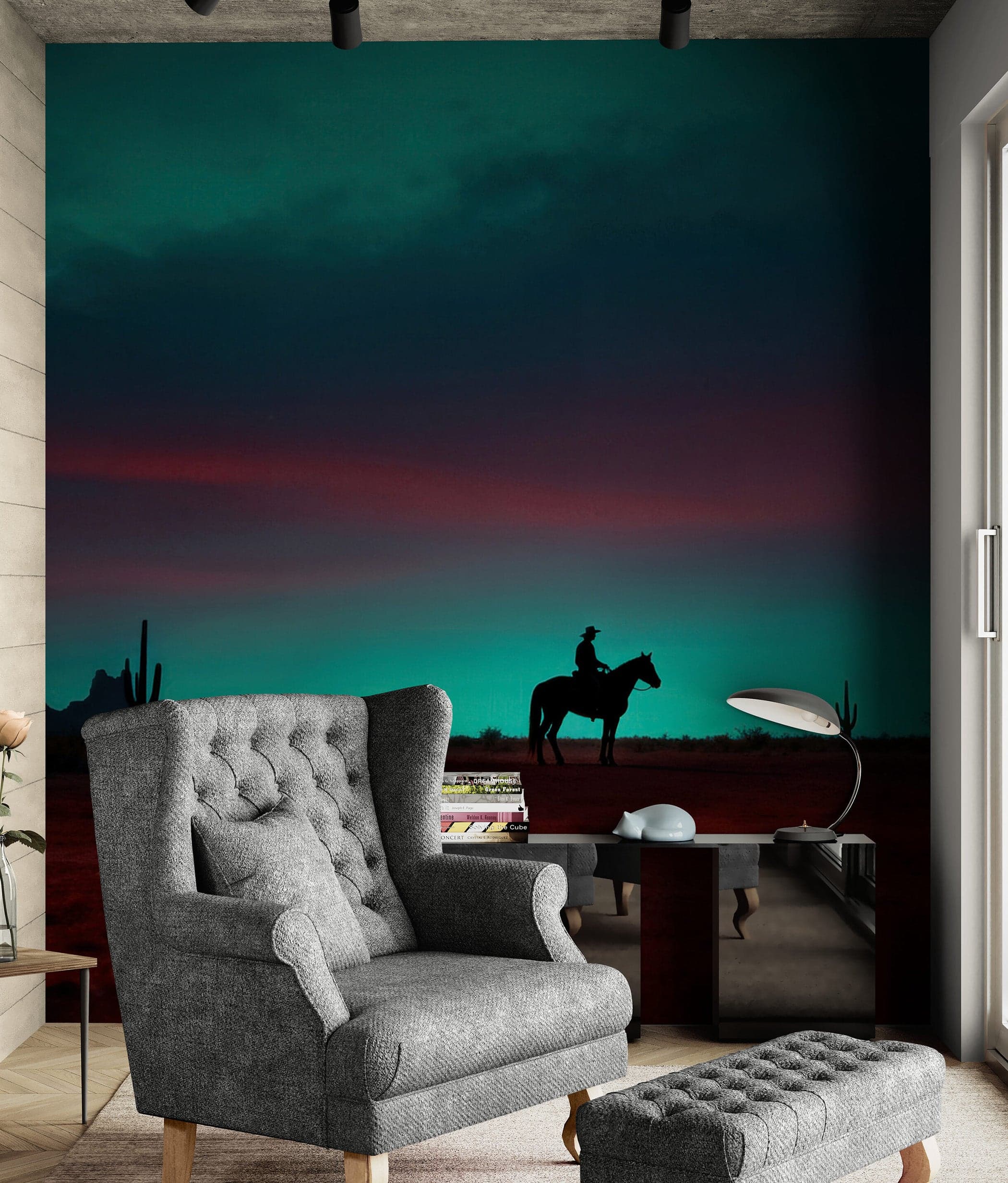 Cowboy on Horse Western Theme Wall Mural. #7068