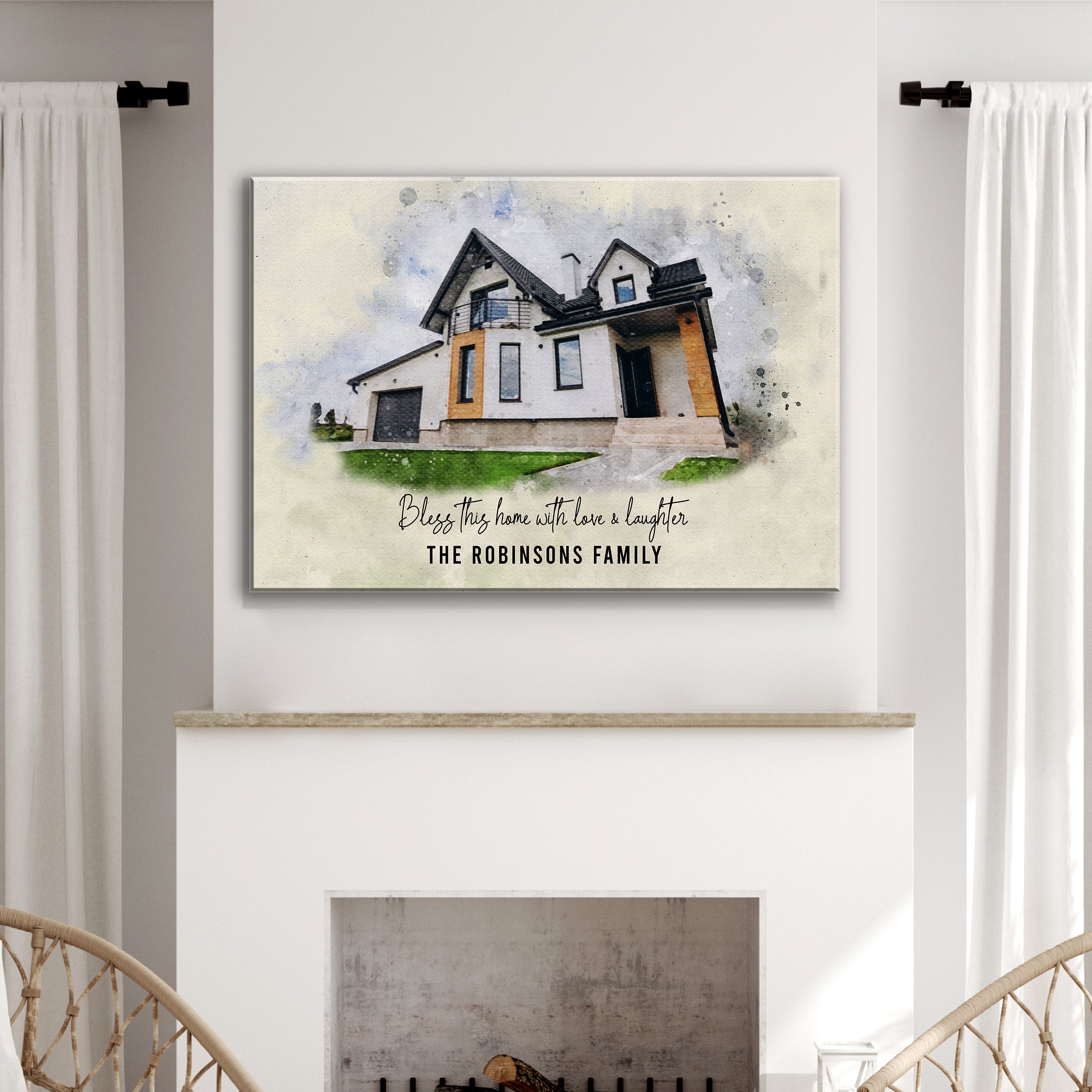 Custom House Watercolor Portrait