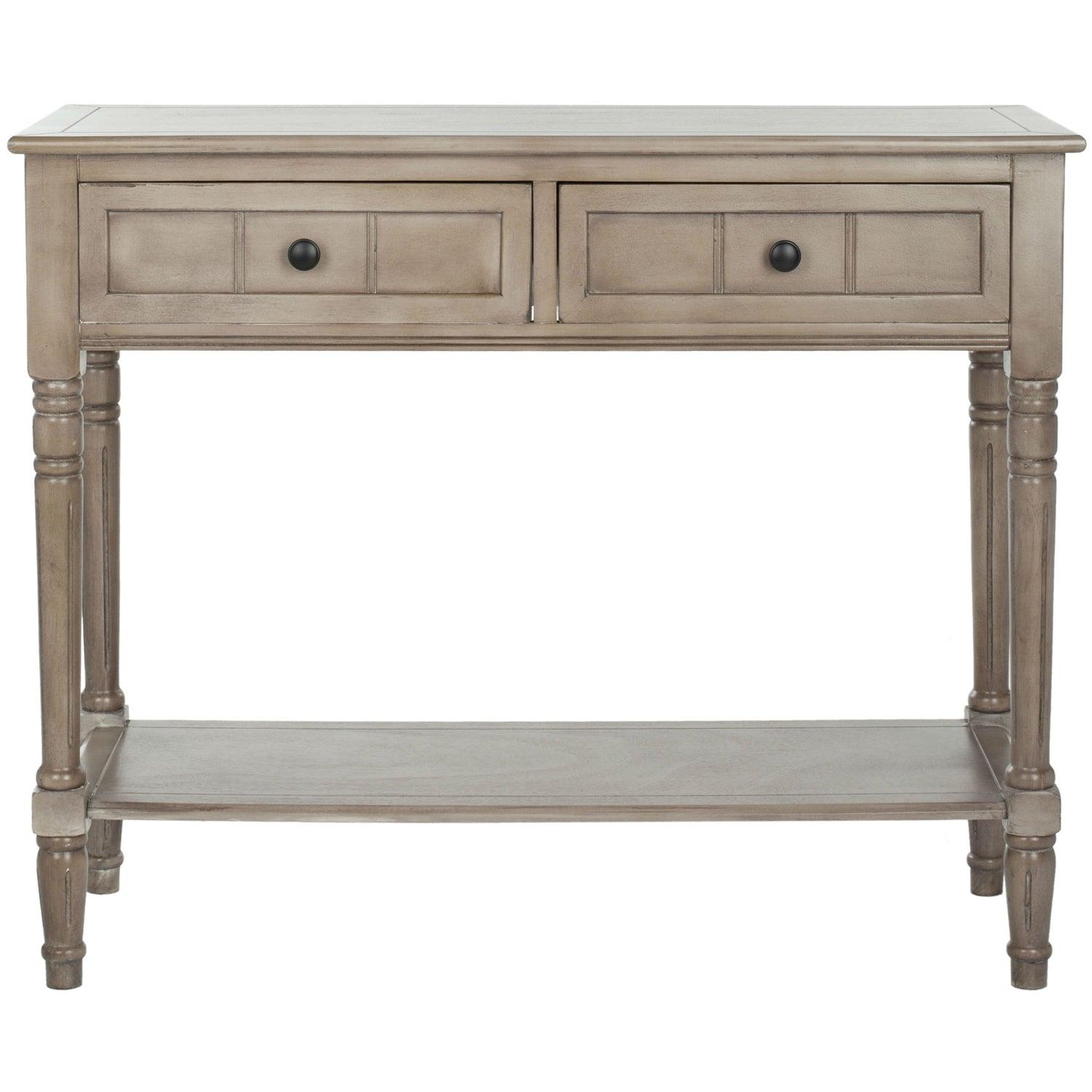 Console Accent Table Traditional Style Sofa Table in Distressed Cream - PRHOMZ