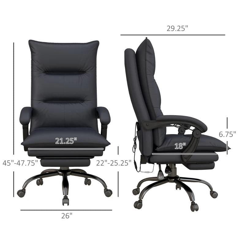 Double Padded Executive Massage Heated Office Chair Charcoal - PRHOMZ