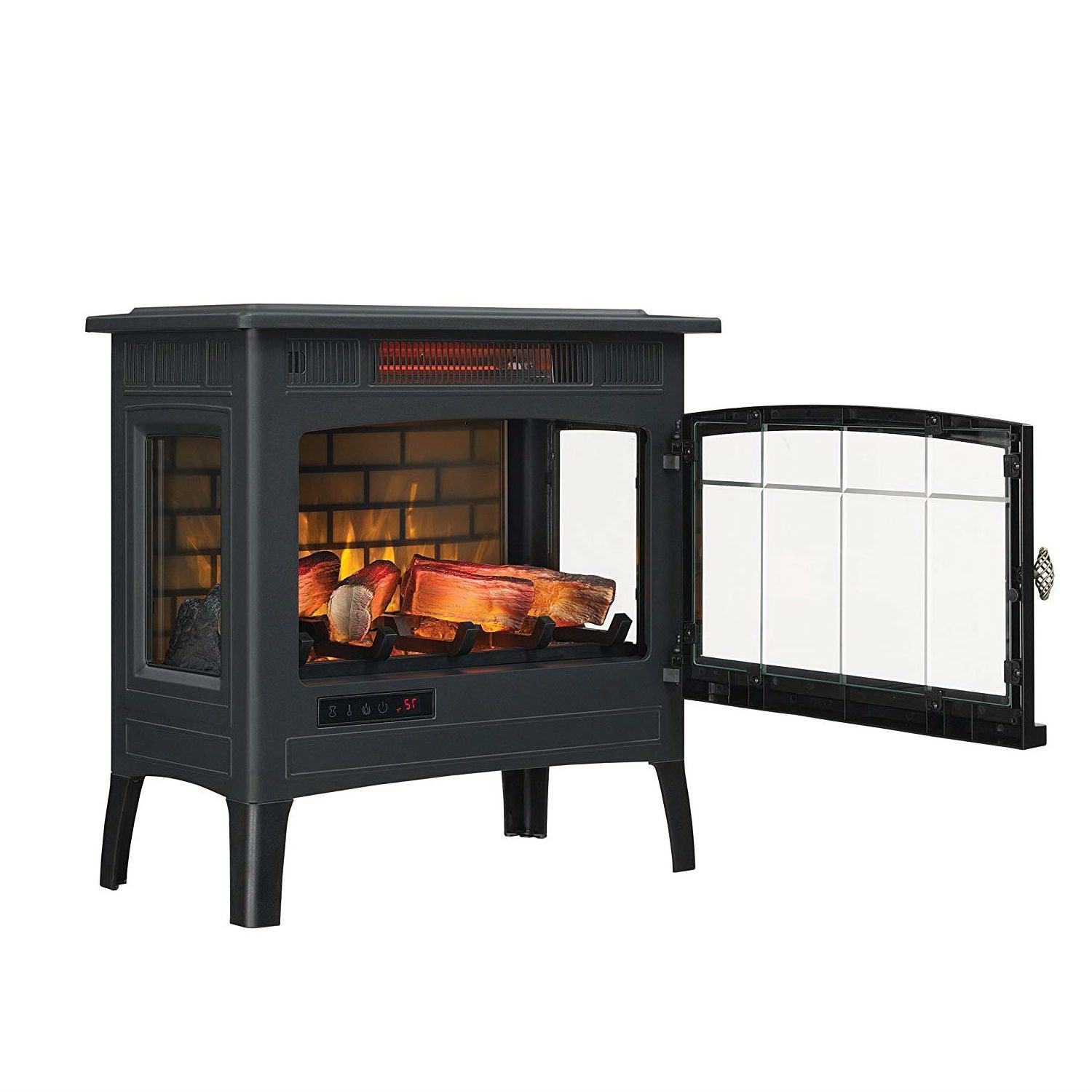Black Infrared Quartz Electric Fireplace Stove Heater - PRHOMZ
