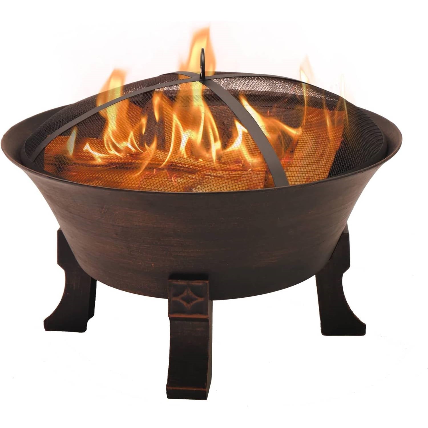 Outdoor 26-inch Diameter Bronze Wood Burning Fire Pit-1