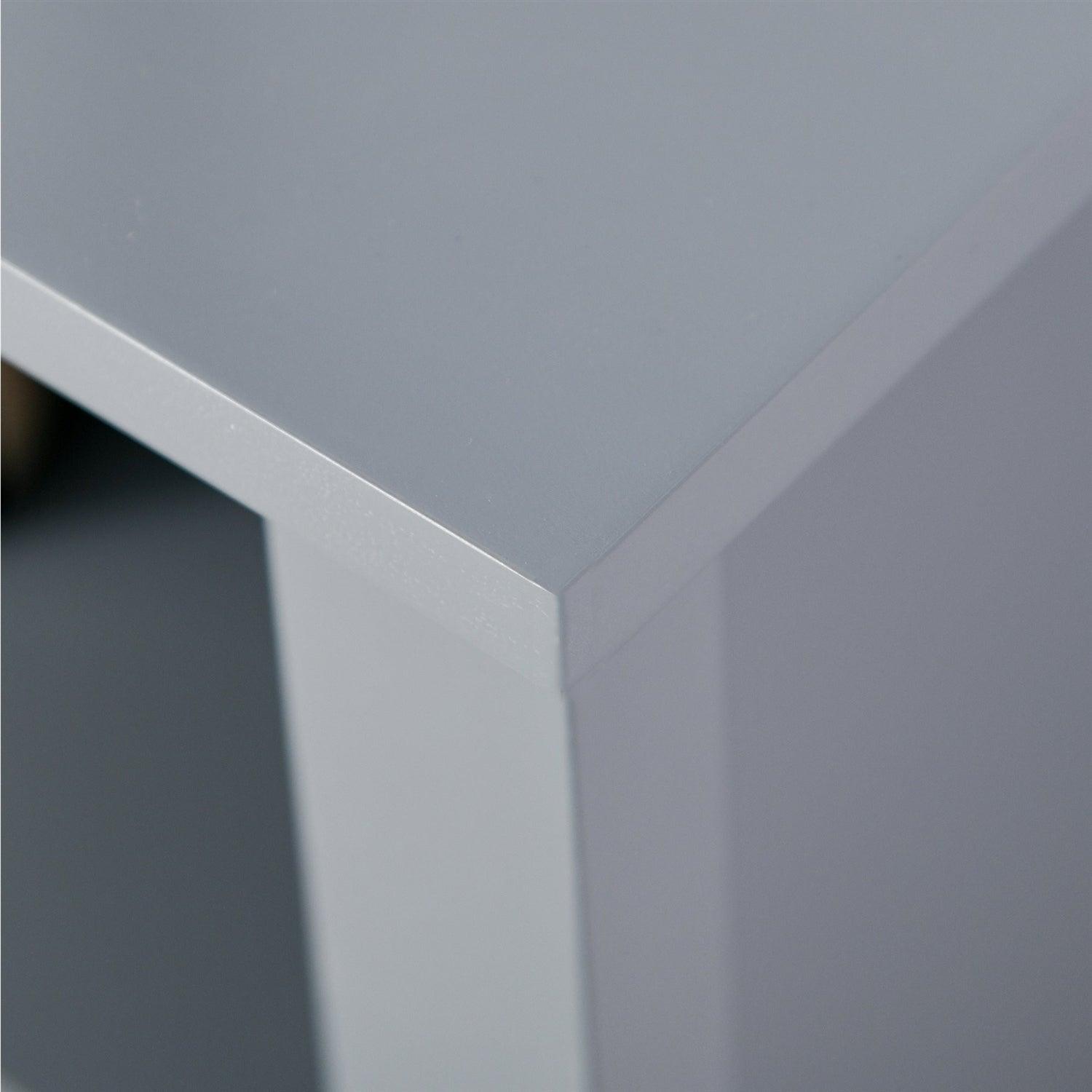 Gray 2 Tier Shelf Hidden Storage Bathroom Floor Cabinet - PRHOMZ