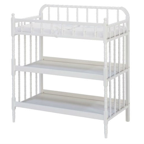 White Wood Changing Table with 1-inch Waterproof Changing Pad-0