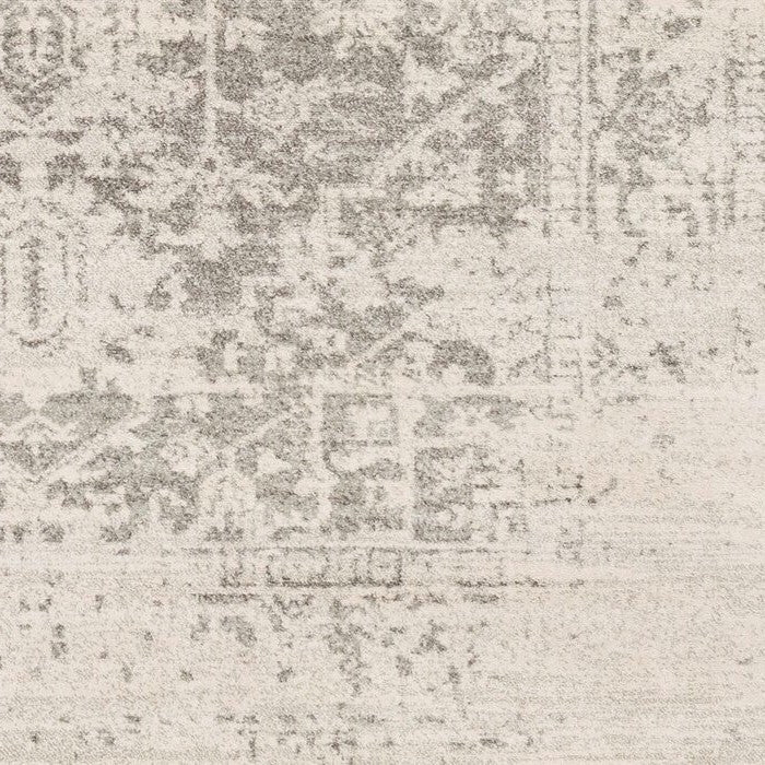 5' x 7' Distressed Oriental Area Rug in Light Grey / Beige-4
