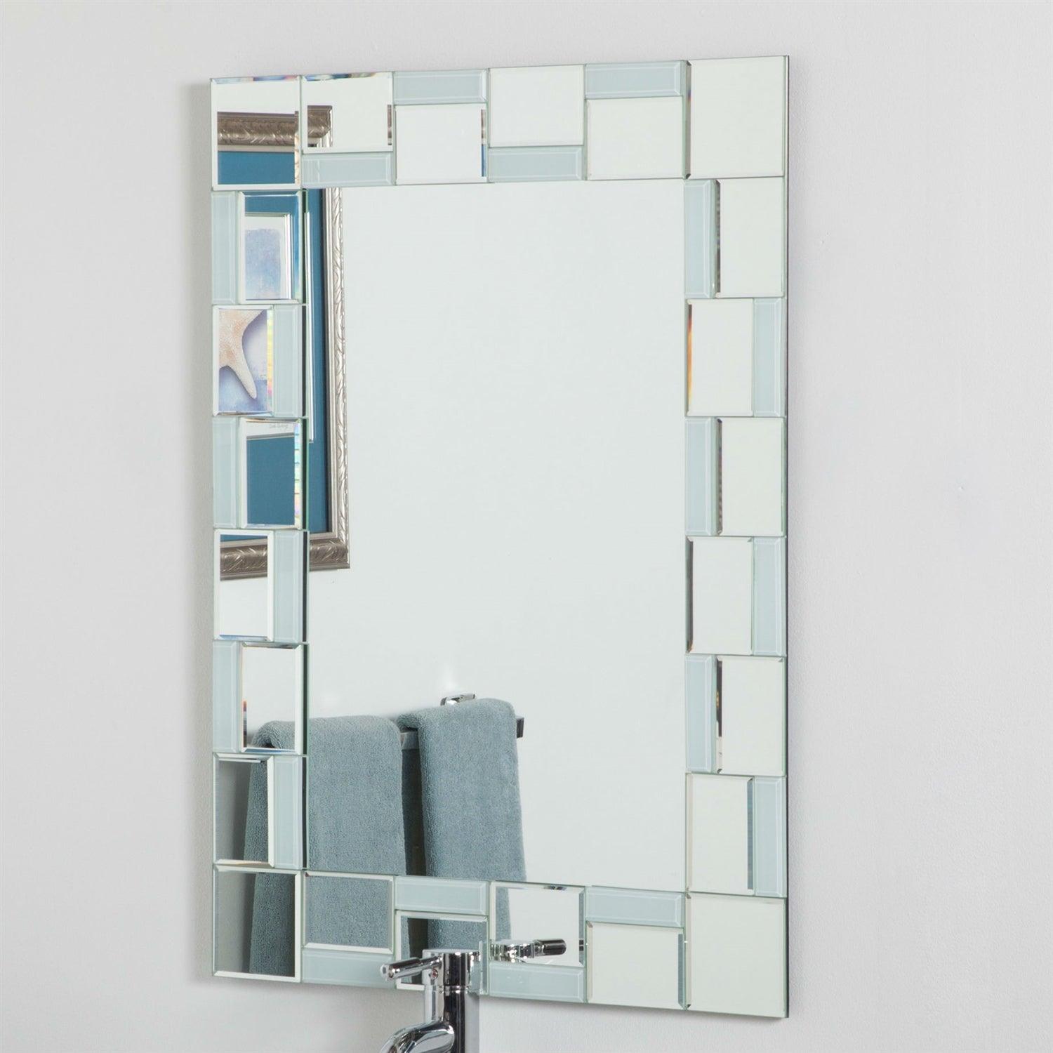 Modern 31.5 x 23.6 inch Rectangle Bathroom Mirror with Unique Border - PRHOMZ
