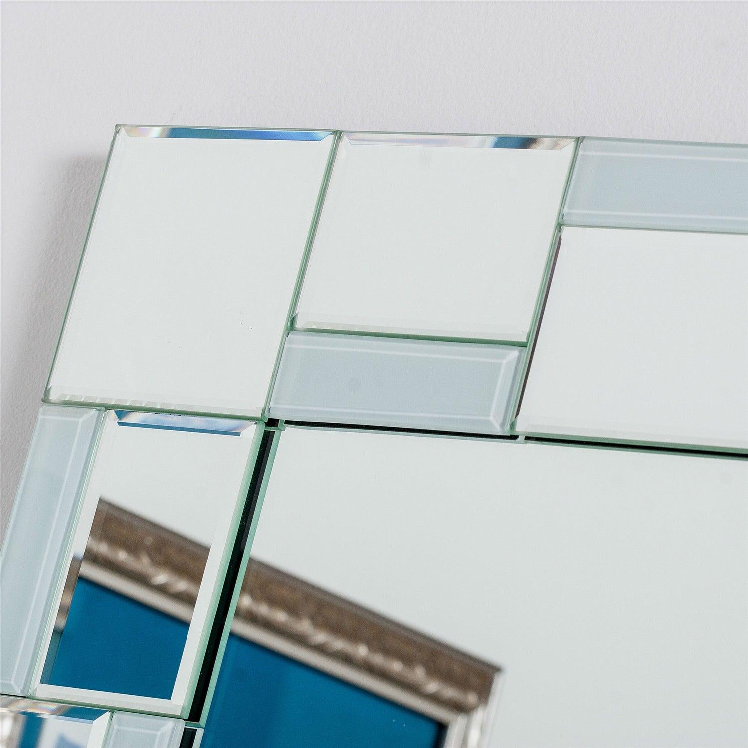 Modern 31.5 x 23.6 inch Rectangle Bathroom Mirror with Unique Border - PRHOMZ