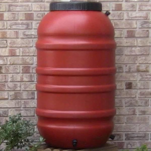 Terra Cotta Red HDPE Plastic 55-Gallon Rain Barrel with Spigot - PRHOMZ