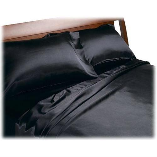 California King size Satin Sheet Set in Black - PRHOMZ