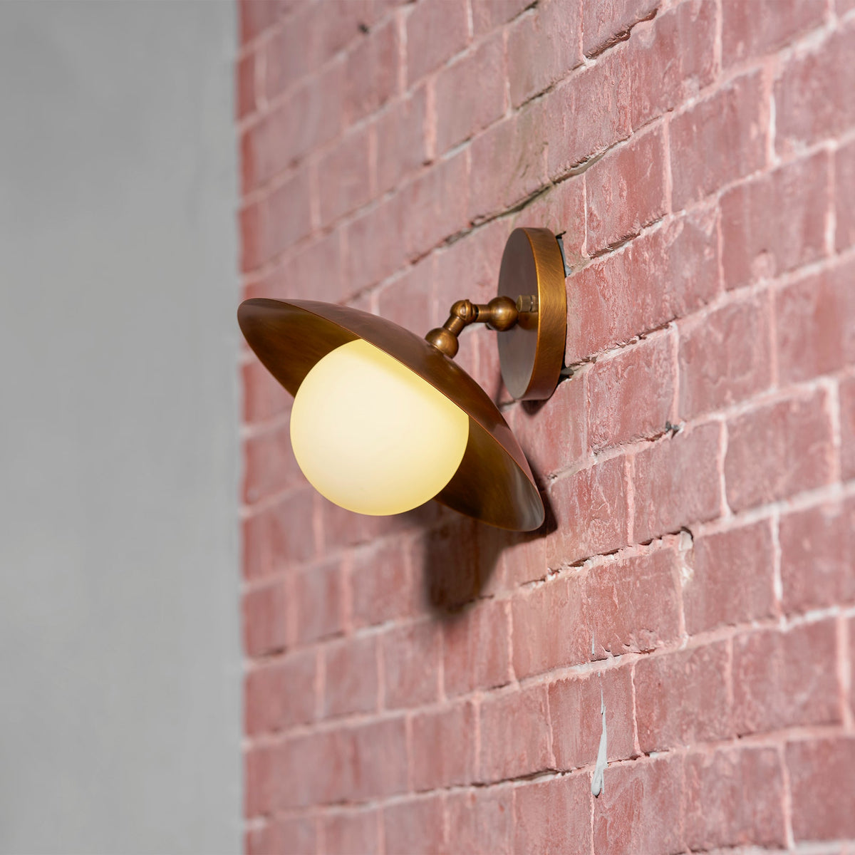 Brass Dome Semi-Flush Ceiling Lamp with Alabaster Shade | Mid-Century Light