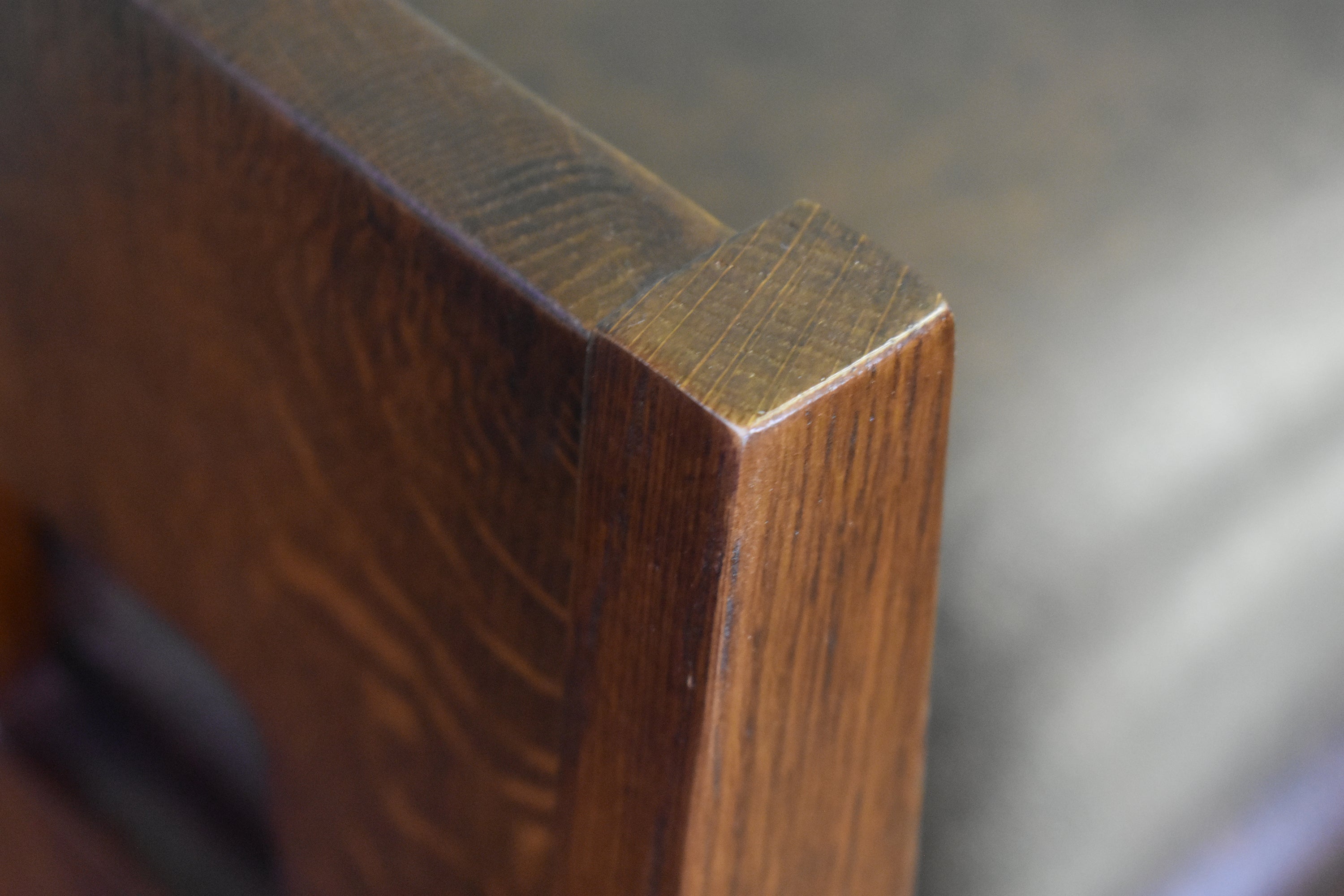 Mission Style Oak and Leather Foot Stool - Model A31