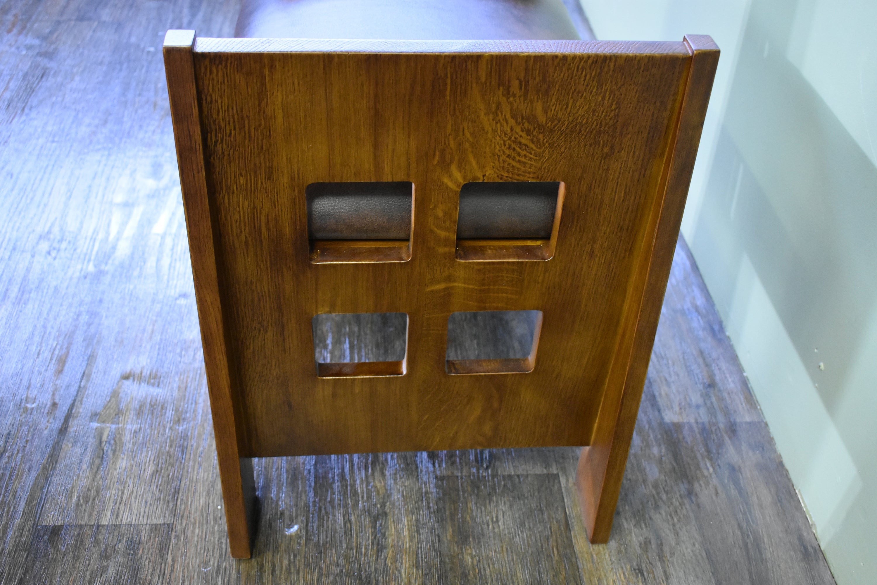 Mission Style Oak and Leather Foot Stool - Model A31