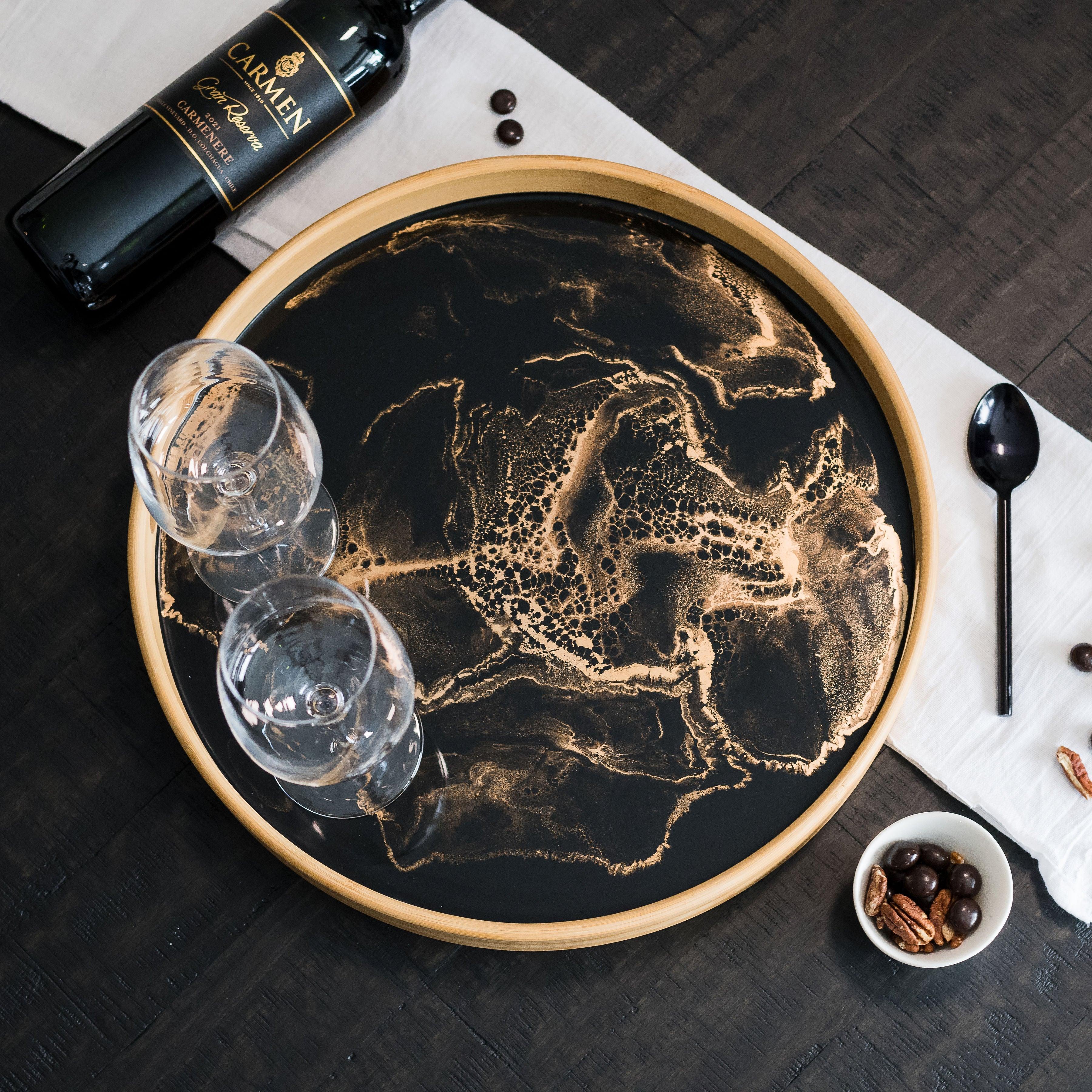 Bamboo Round Serving Trays - PRHOMZ