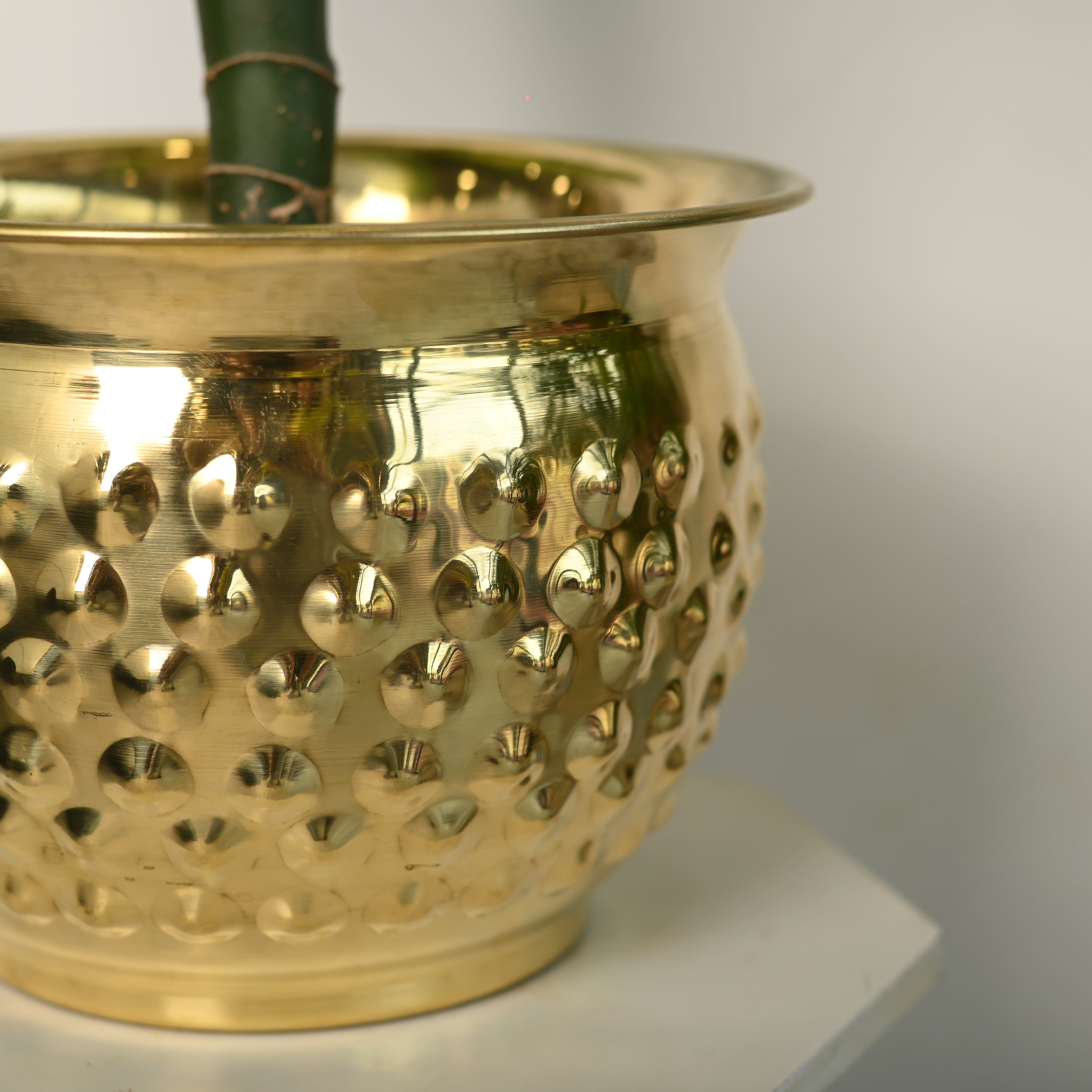 Brass Hammered Bucket Planter Pot – Handcrafted Indoor & Outdoor Plant Pot | Sama Homes-3
