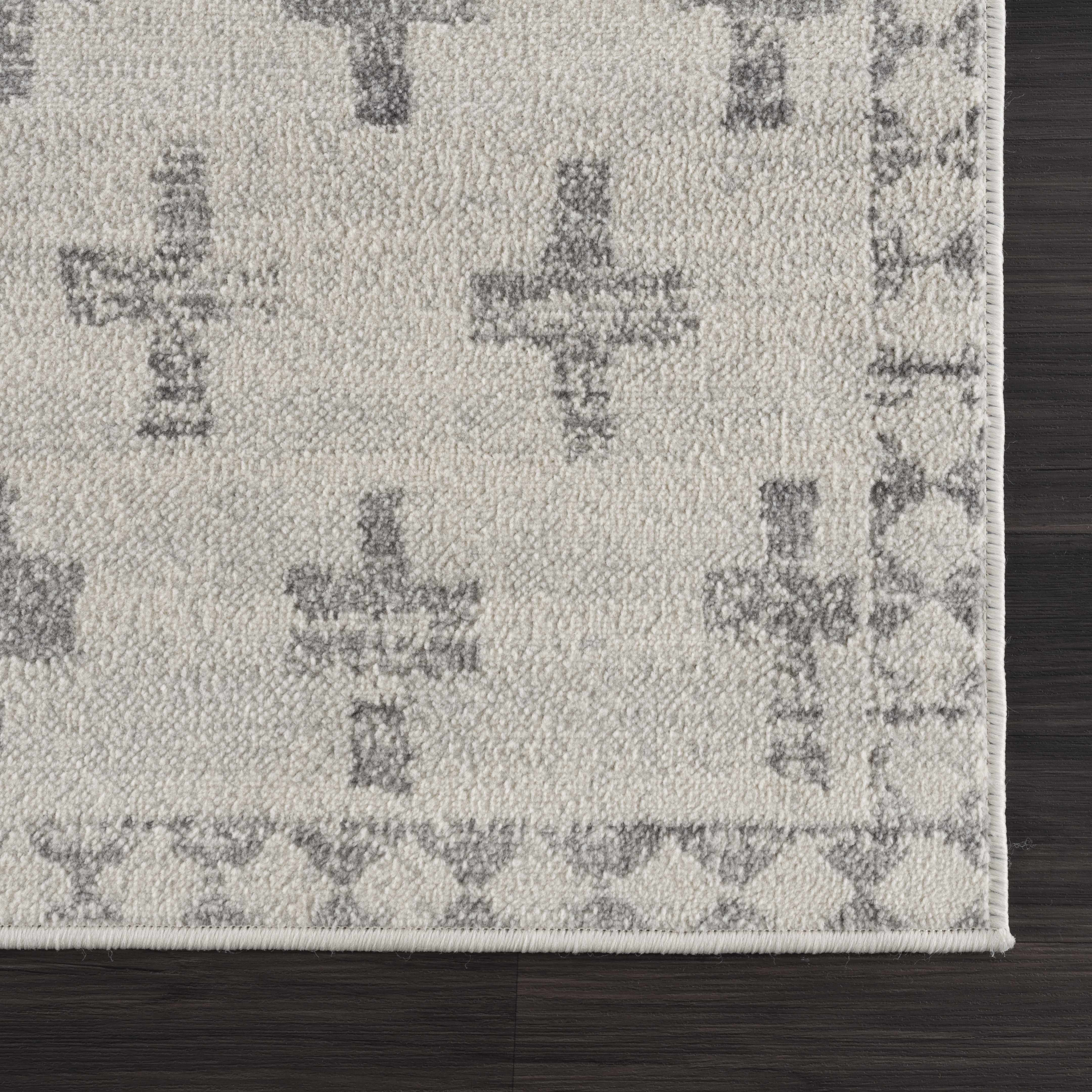 Tigris Swiss Cross Ivory & Gray 2322 Area Rug