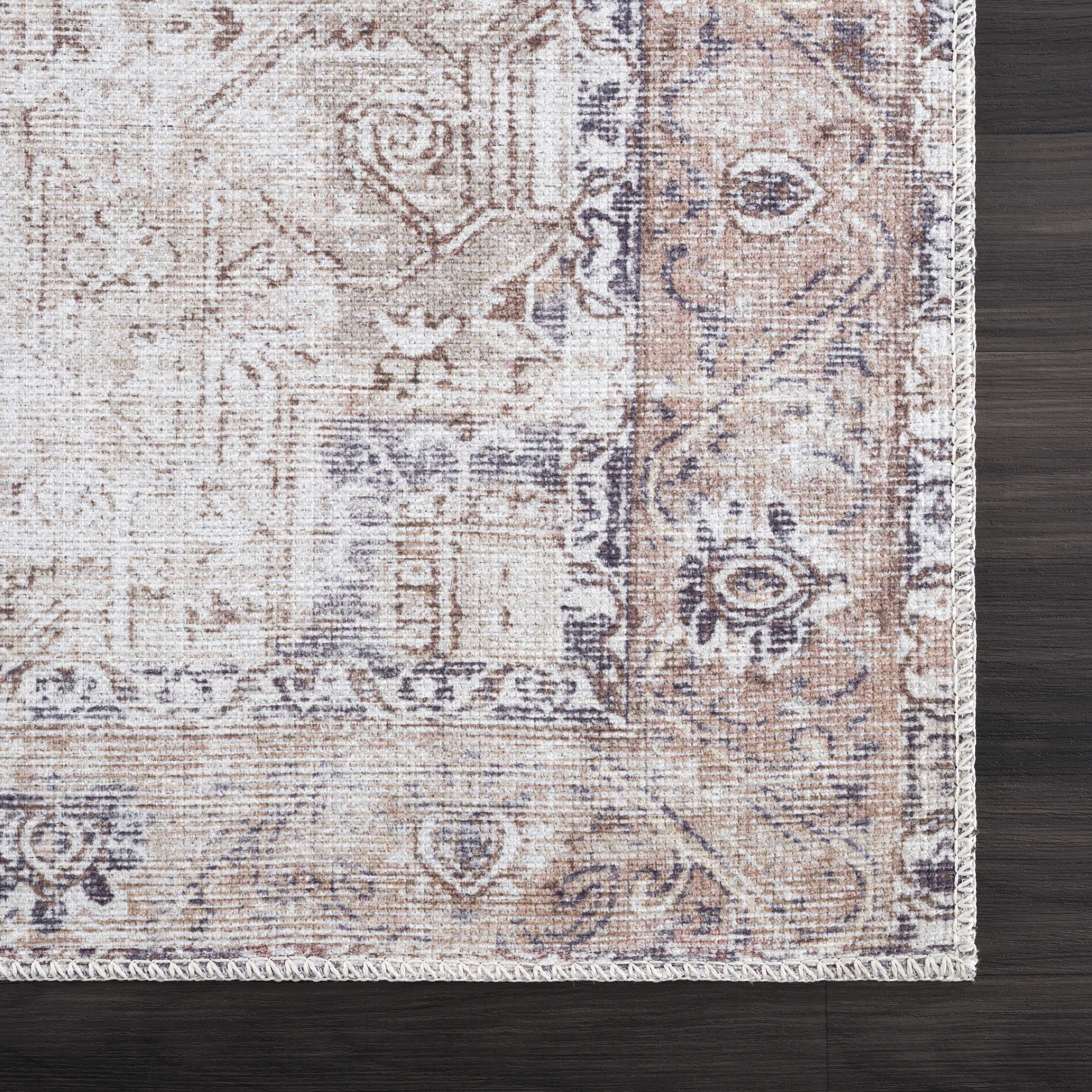 Beige Rosman Washable Area Rug - Clearance - PRHOMZ