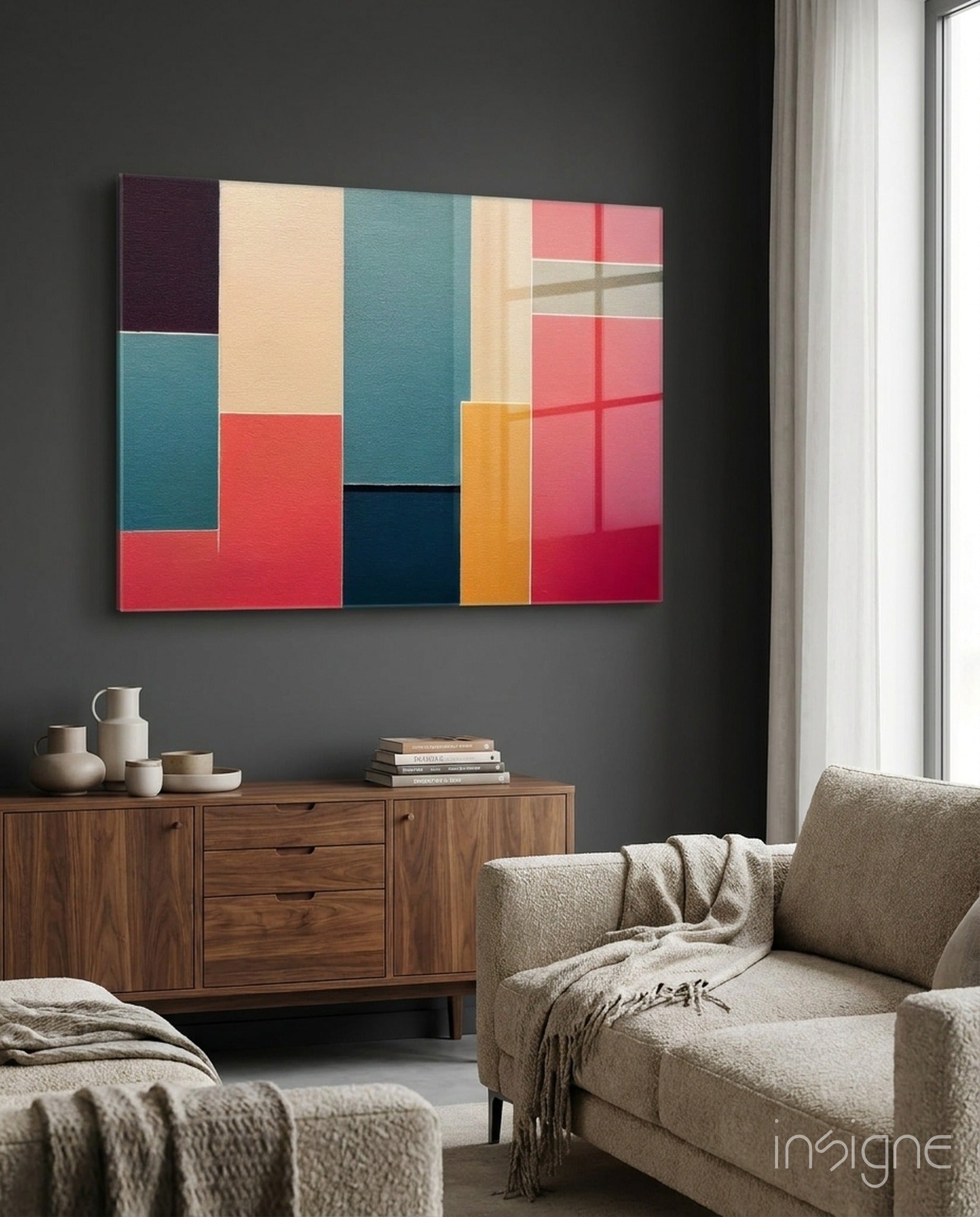 Rectangles Glass Wall Art|| Designer's Collection
