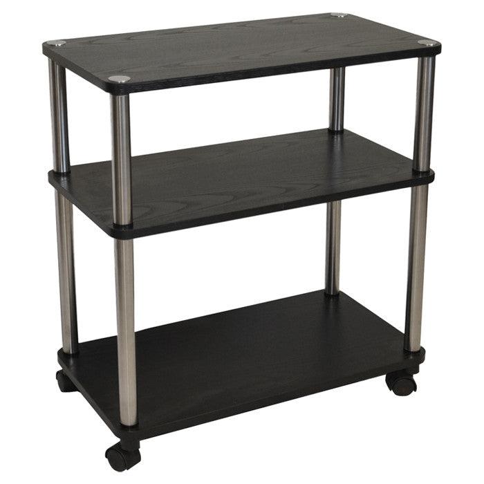 3-Shelf Mobile Home Office Caddy Printer Stand Cart in Black - PRHOMZ