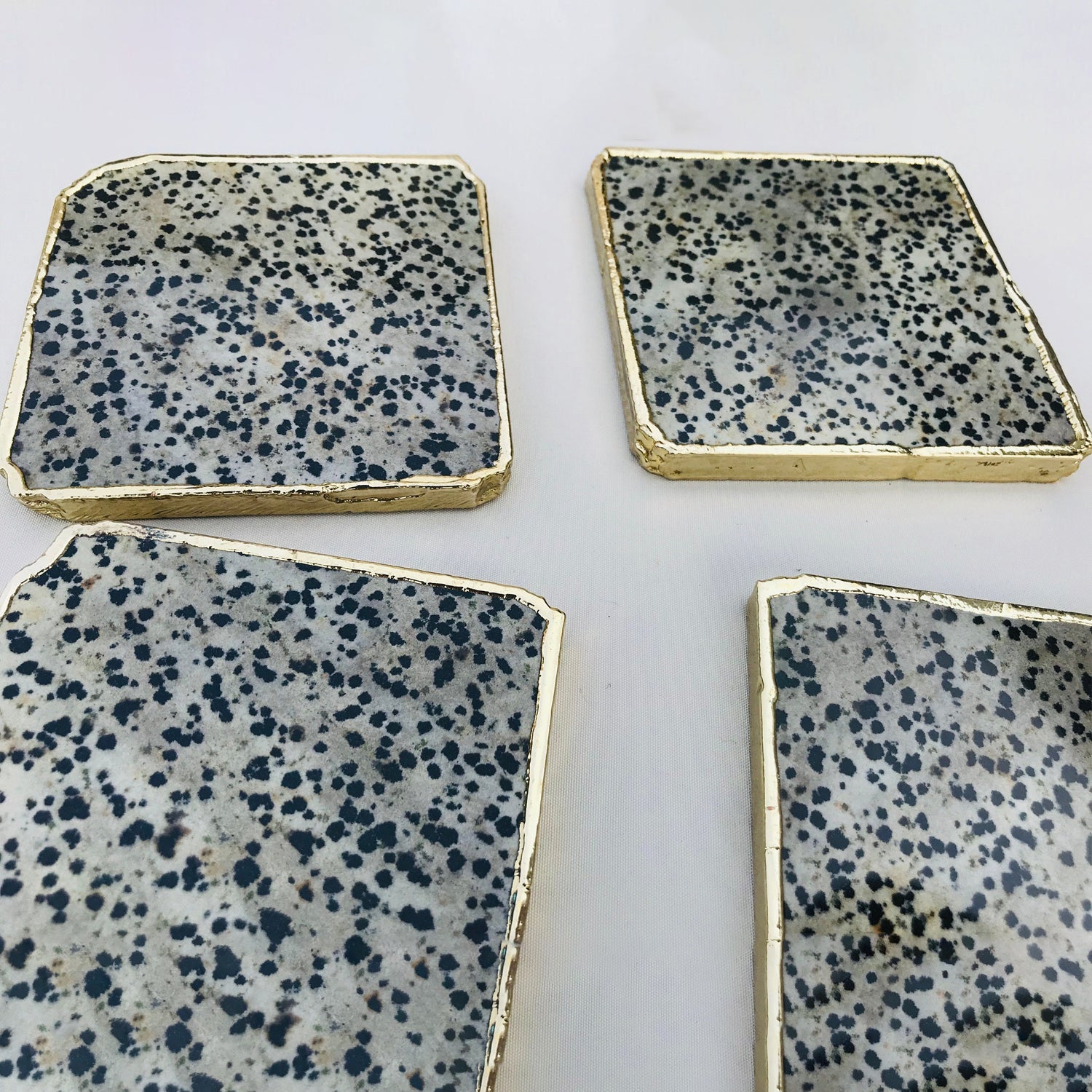 Dalmatian Jasper/Gemstone/Semi-precious stone/Agate - Set of 4 Large Coasters/Personalised Momentos-3